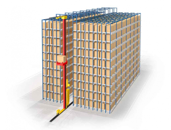 High bay racking for storage and retrieval machine - Galler